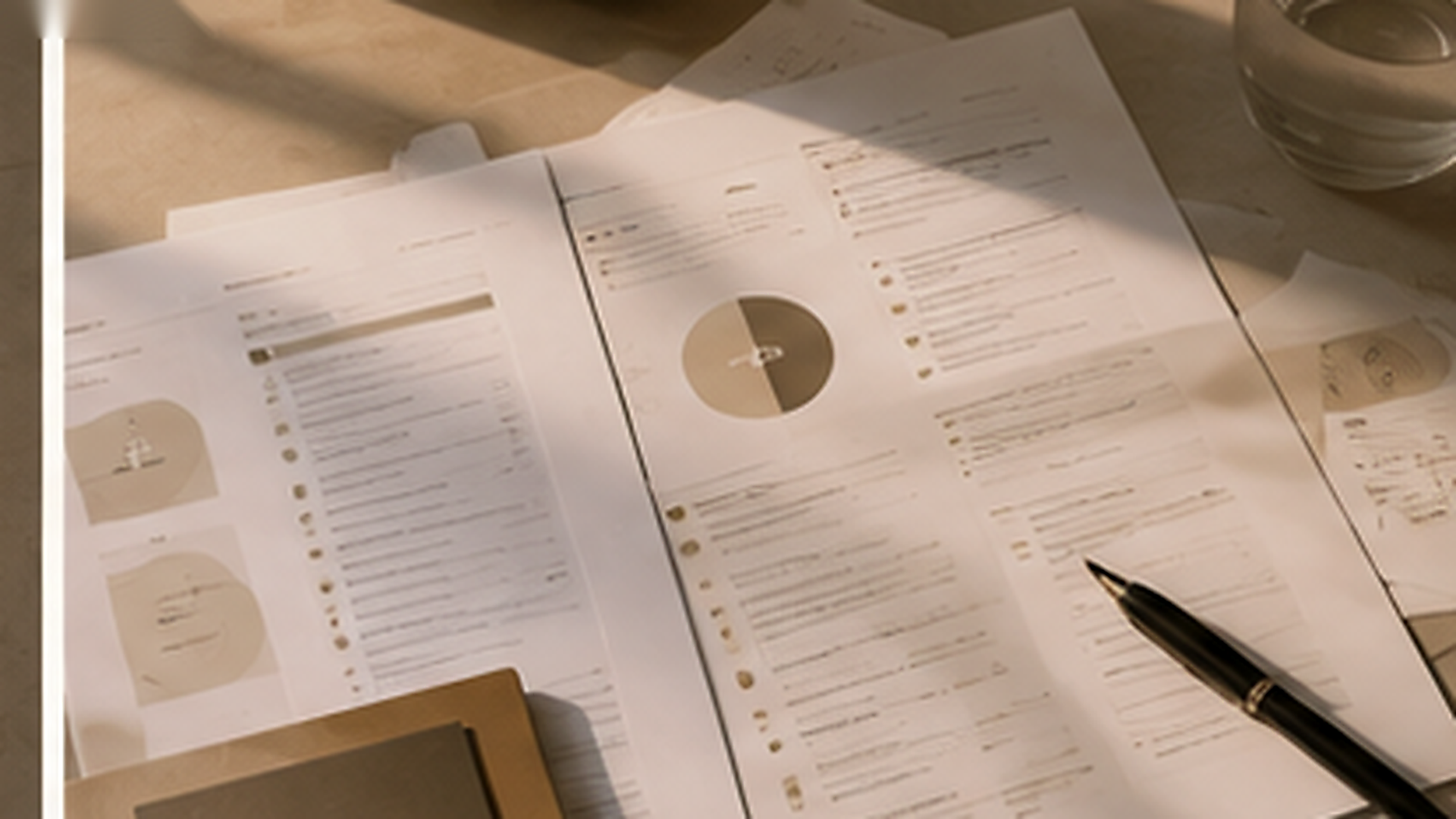 Review materials arranged on a calm desk